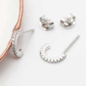 New Nadri Pave Huggie Hoops Silver